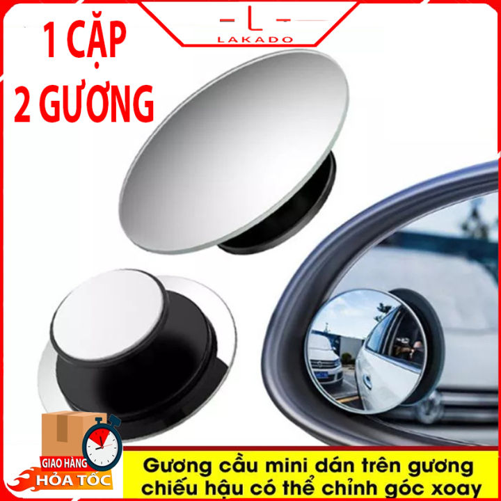 Set 2 gương cầu dán kính ô tô, xóa điểm mù tráng gương xoay 360 độ