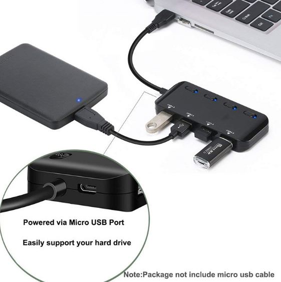 Hub chia cổng usb 3.0 ultra slim có công tắc - bộ chia cổng usb 1 ra 4, usb 3.0, thiết bị chia cổng usb 3.0