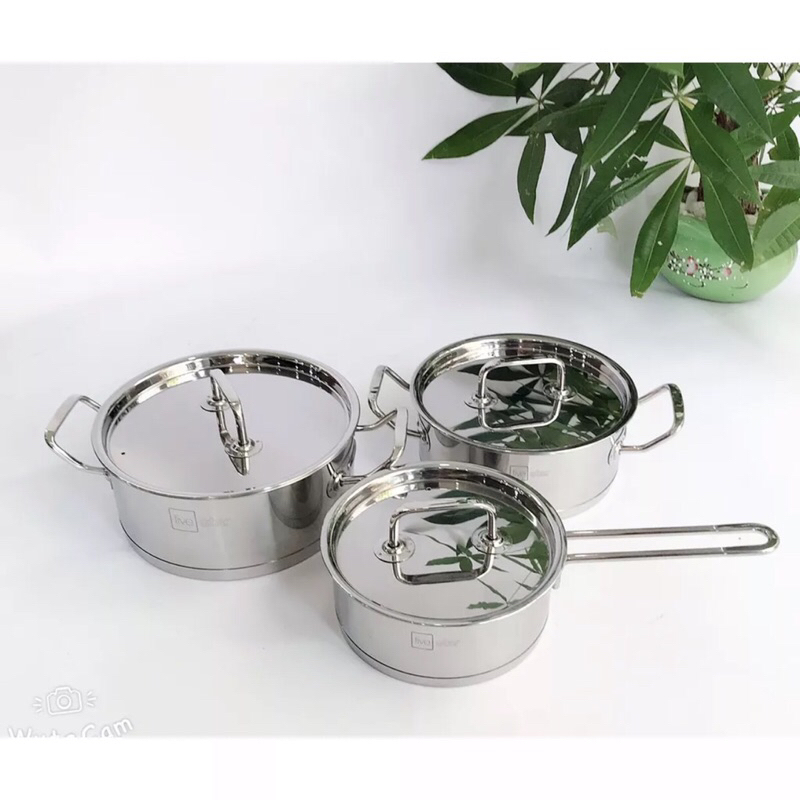 Bộ nồi quánh 3 đáy inox 430 Fivestar nắp inox