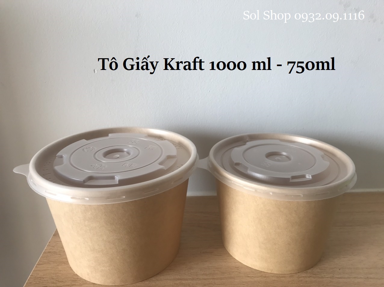 Tô giấy kleur - set 50 tô giấy kraft 750ml - có nắp