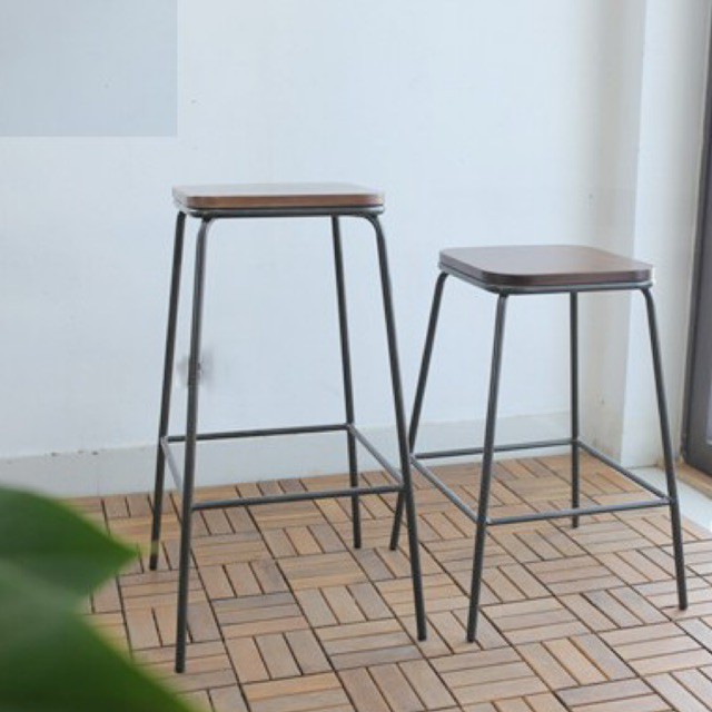 Combo 2 Ghế quầy bar cho quán cafe nhà hàng khách sạn phong cách Âu Mỹ -Ghế đôn tròn chân cao gỗ keo.