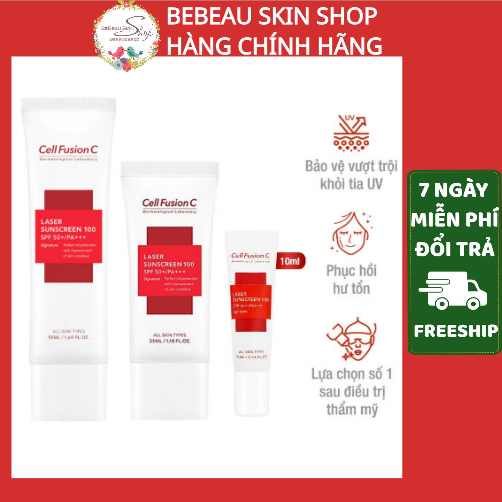 Cell Fusion C - Kem chống nắng Cell Fusion C Laser Suncreen 100 Bebeau Skin Shop