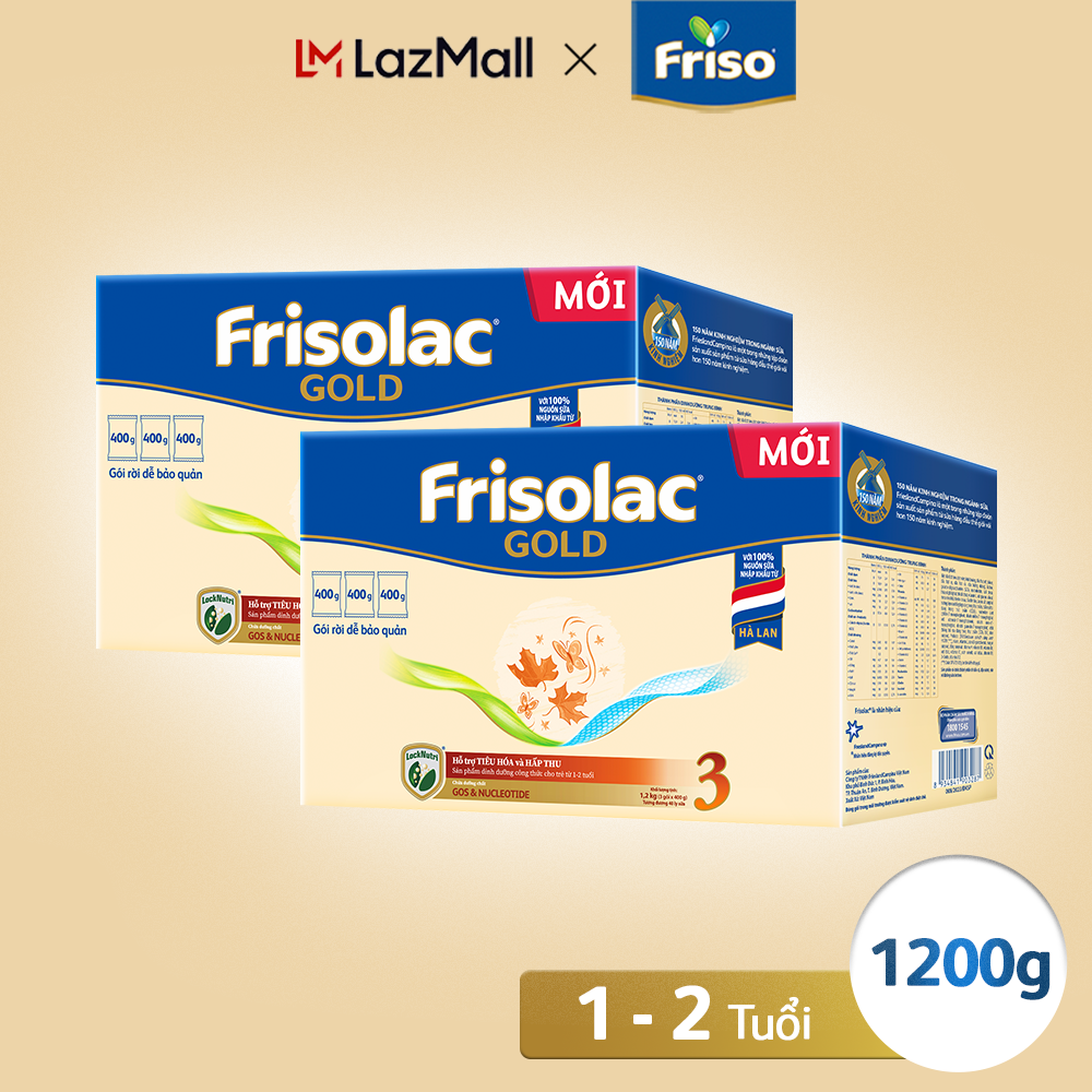 Combo 2 Hộp Sữa Bột Frisolac Gold 3 Hộp Giấy 1200G