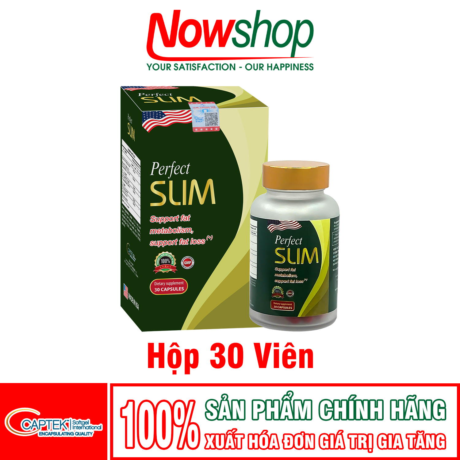  Giảm cân cấp tốc Perfect Slim Mỹ hộp 30 viên giảm cân nhanh hiệu quả cao cho cơ địa chai lì khó giảm 