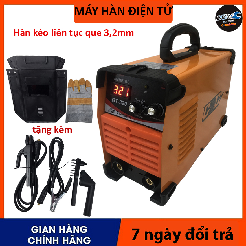 GT320 Máy hàn điện tử, máy hàn mini, máy hàn que hàn kéo que 3.2mm , máy hàn hồ quang Đầy đủ phụ kiện, máy hàn điện tử nhỏ gọn, thích hợp hàn trong gia đình, hàn chuyên mức vừa phải. Bó hàn 100 que
