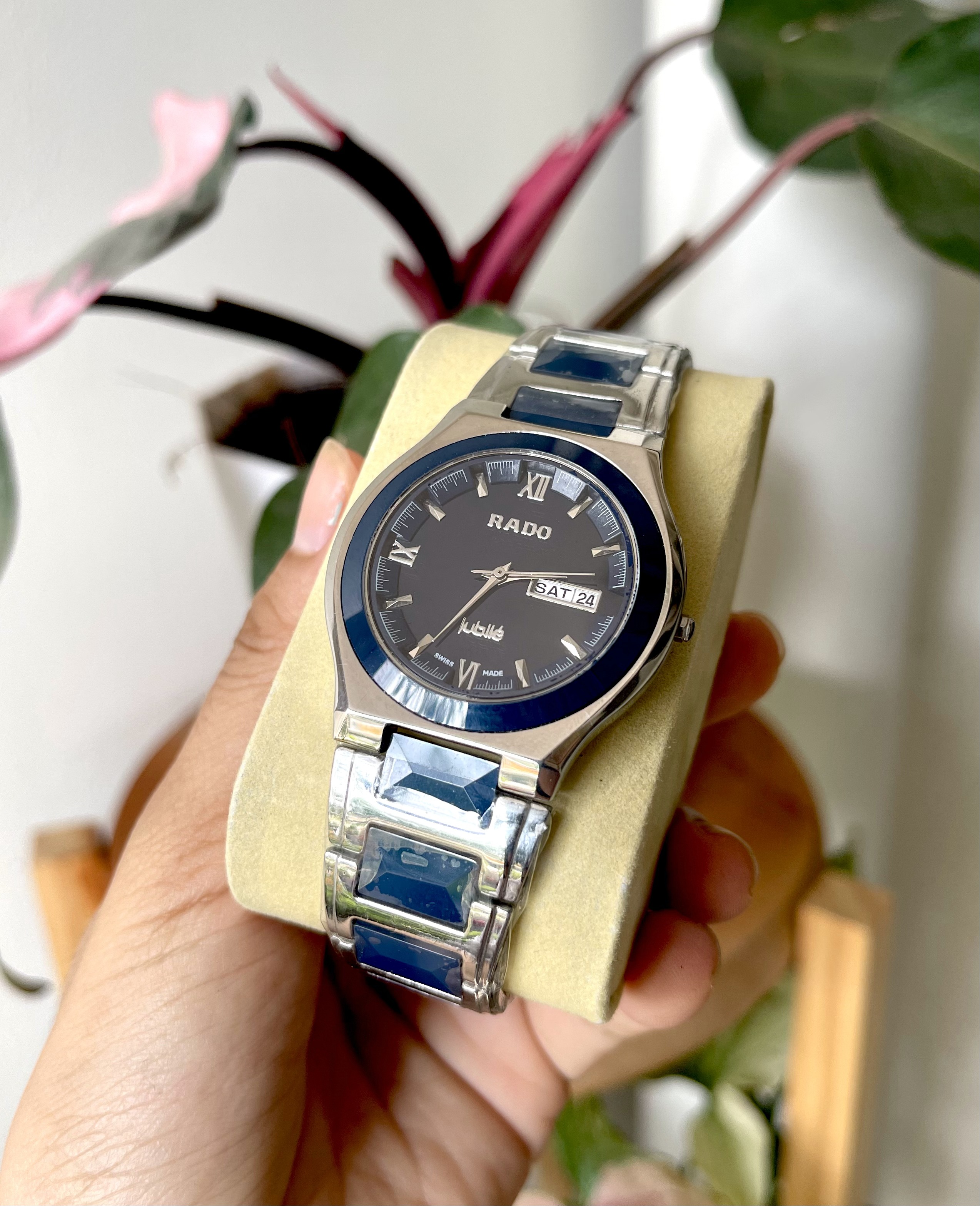 [FREESHIP+QUÀ KHỦNG] Đồng hồ nam RA65 NAMX màu xanh dương, chất liệu dây đá ceramic nguyên khối đính giữa, vỏ inox sáng bóng, mặt kính saphire