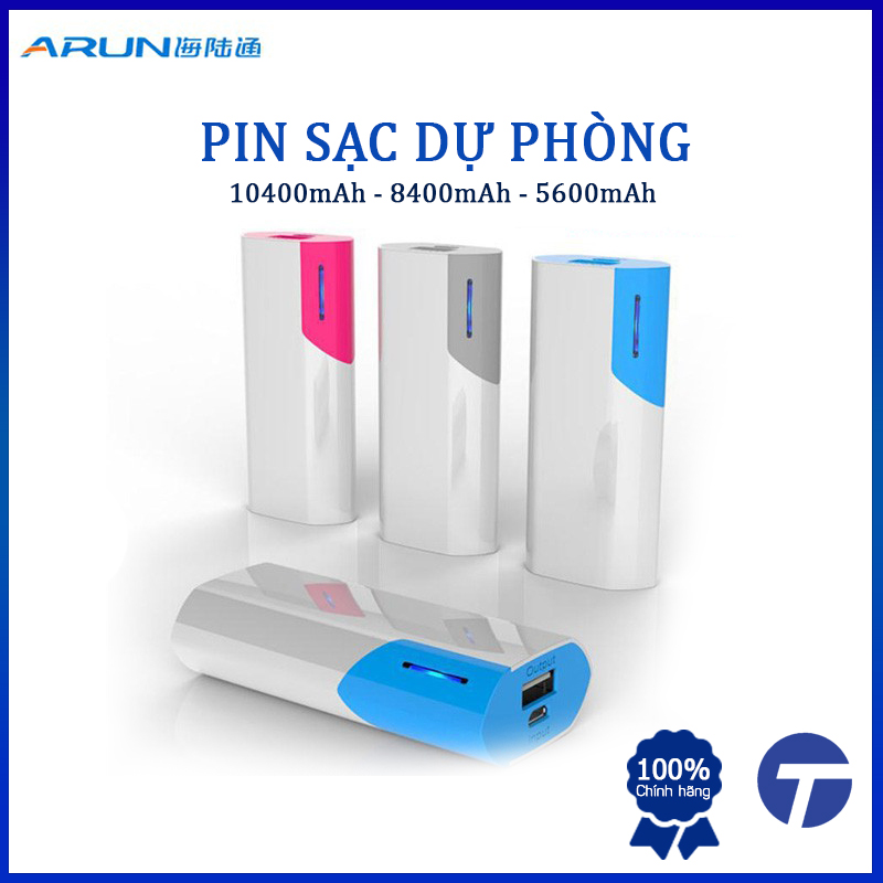 Pin sạc dự phòng arun 5600mah, 8400mah, 10400mah