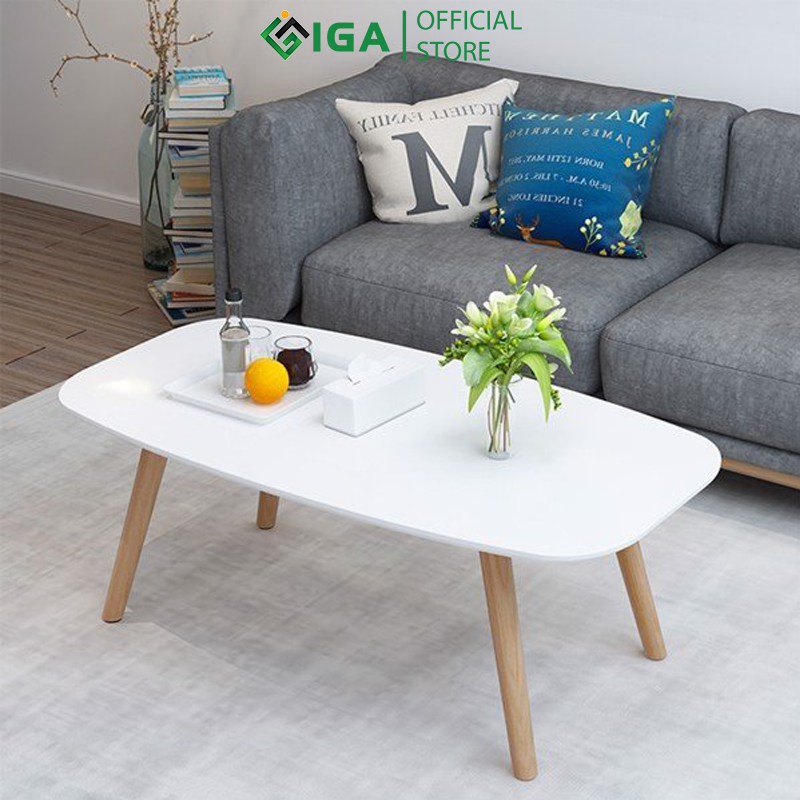 Bàn Trà SOFA, Bàn trà Hình Chữ Nhật Đa Năng CHÂN GỖ SỒI  IGA - GP101