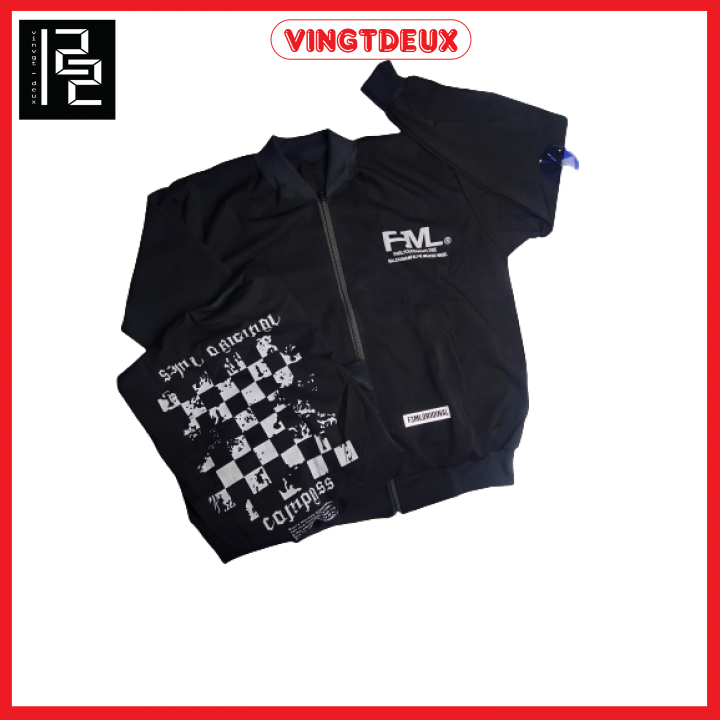 [ẢNH SHOP TỰ CHỤP] Áo Khoác Bomber Nữ FM Chất Dạ Nỉ Dày Dặn, Chữ In Cực Nét Gấu Tay Bo Chun Viền Đen Trắng Siêu Đẹp, Phong Cách Trẻ Trung Năng Động, Freesize - Màu Đen
