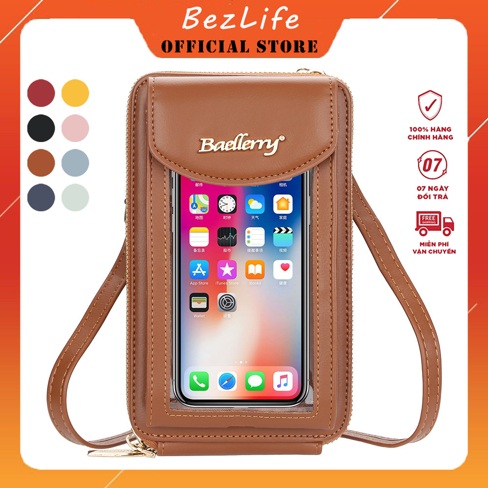 [FREESHIP] bóp ví đeo chéo nữ Baellerry chất da cao cấp ngăn đựng điện thoại trong suốt với khe cắm dây sạc pin- N5015