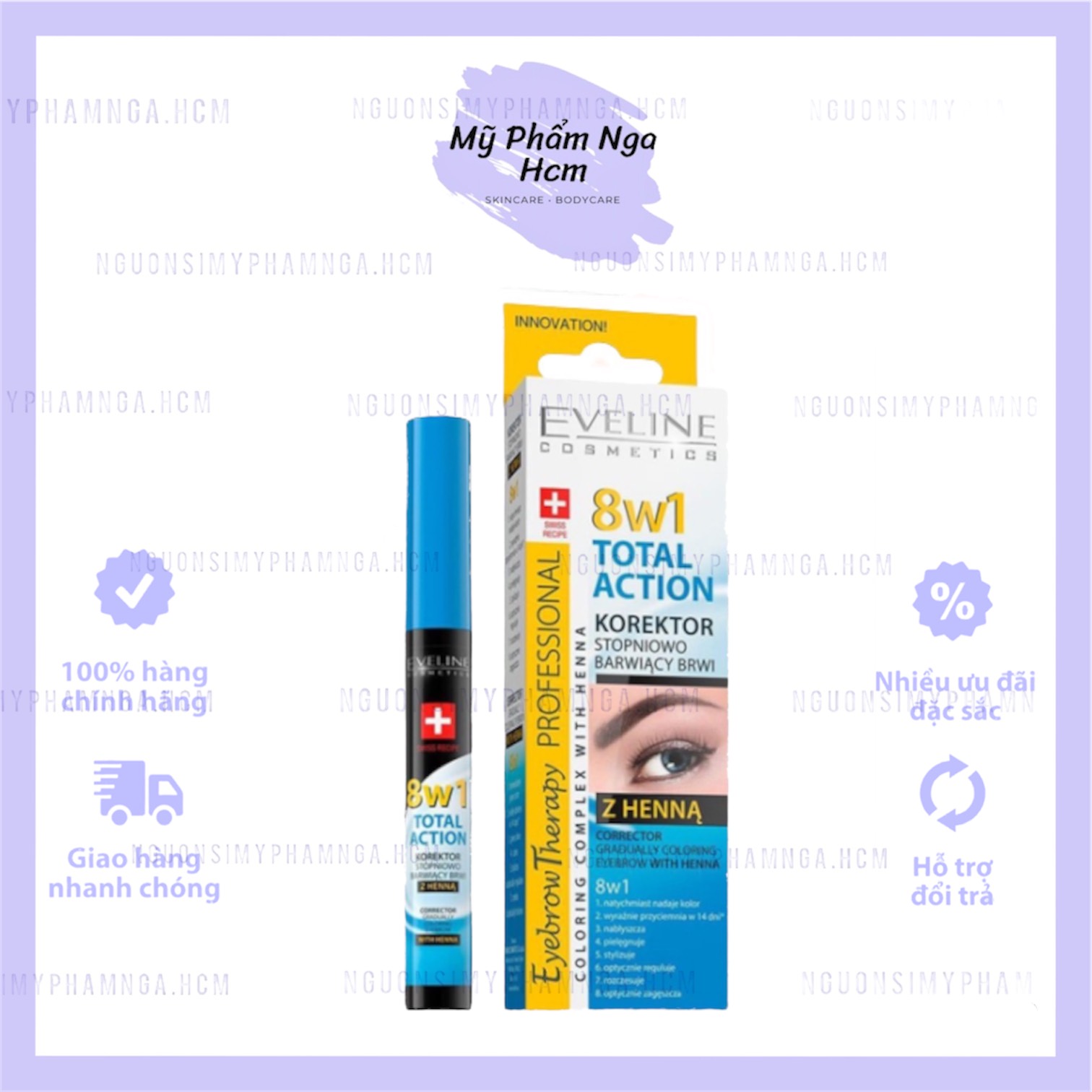 Dưỡng lông mày dài tự nhiên Eveline 8in1