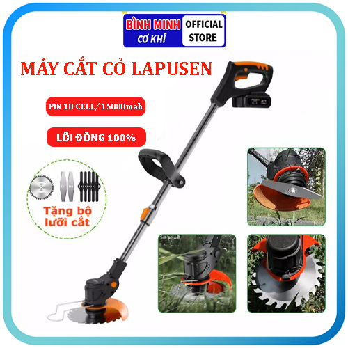 Máy cắt cỏ cầm tay, máy cắt cỏ dùng pin mini lapusen, pin khủng 15000mah, công suất 1800w, nhỏ gọn, bảo hành 12 tháng