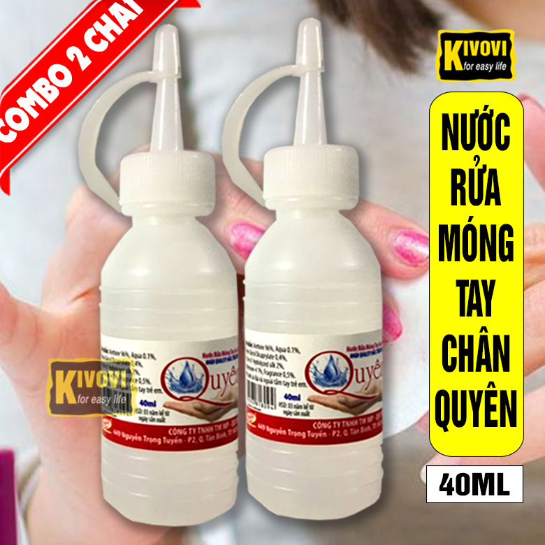 [COMBO 2 Chai] Nước Rửa Sơn Móng Tay Móng Chân Quyên / Tẩy Sơn Móng 40ML - Nuôi Dưỡng Móng - Dung Dịch Acetone  - Kivovi