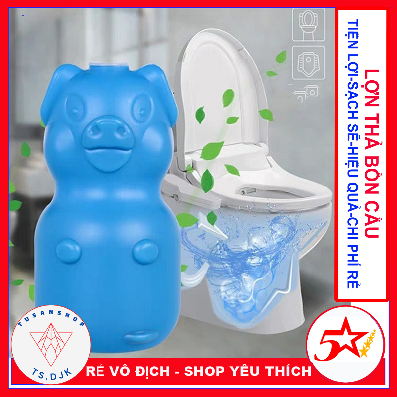 5 Lọ Lợn thả bồn cầu tẩy - Viên thả bồn cầu hình con lợn - Vệ Sinh Toilet - Heo thả bồn cầu khử mùi diệt khuẩn-TUSAN SHOP
