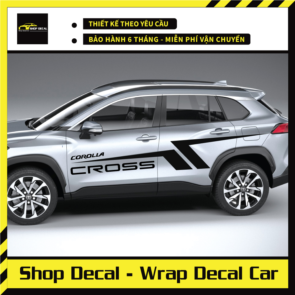 Tem xe Toyota Cross dán 2 bên sườn