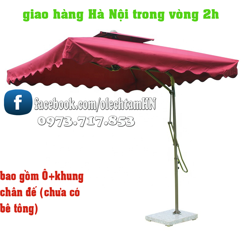 Ô Lệch Tâm Vuông 2,5x2,5m kèm chân đế có bánh xe (chưa có bê tông)