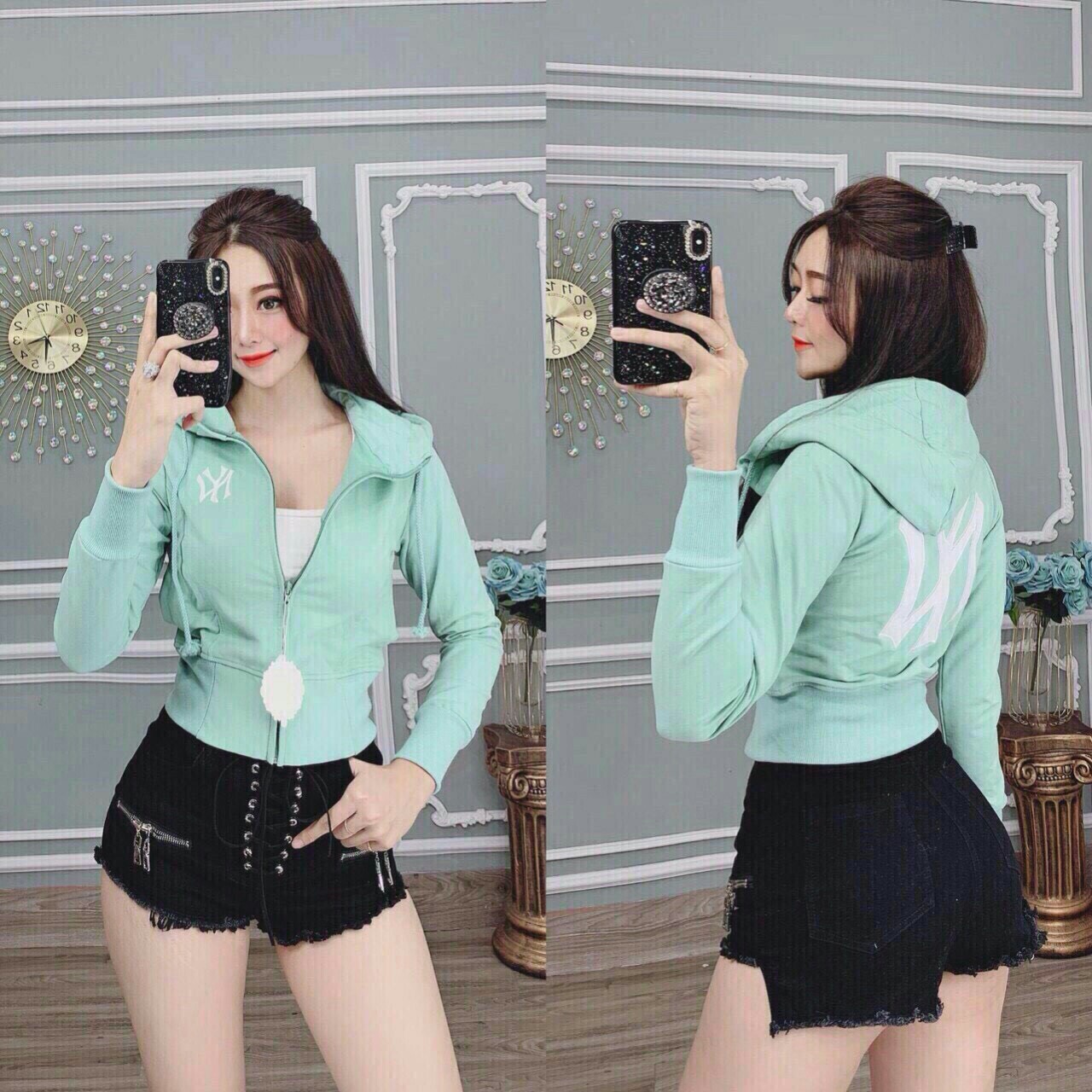 Áo khoác nữ chống nắng form lửng túi khóa kéo túi trong - siêu tiện lợi HOT 2020