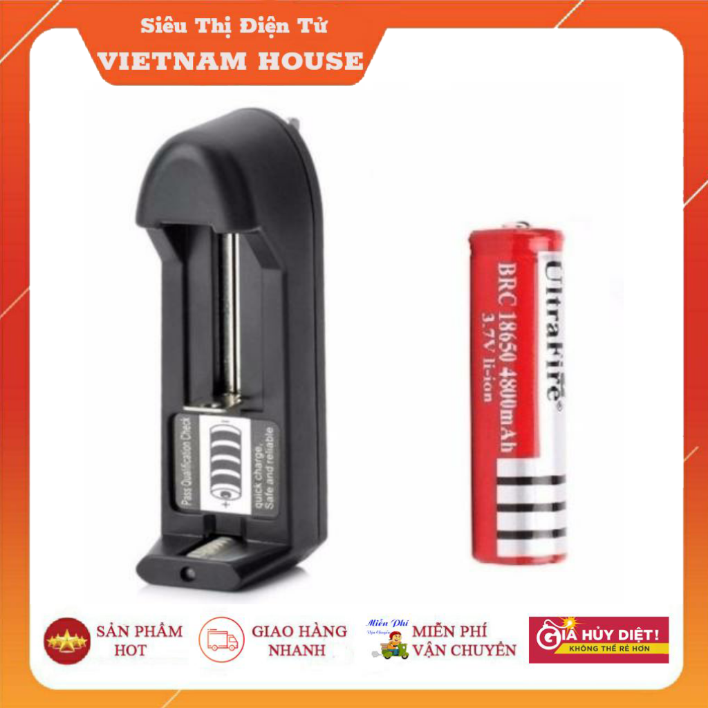 🔴Đang Sale || Bộ Sạc Pin 3.7V ~ 4.2V + 1 Pin 4200mah Dành Cho 18650 / 6800 / 4200 / AA / AAA (Loại 1 - Hàng Chuẩn)