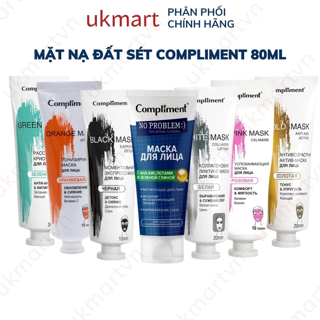 Mặt nạ đất sét xanh Compliment No Problem Face Mask làm sạch sâu giảm mụn se lỗ chân lông 80ml