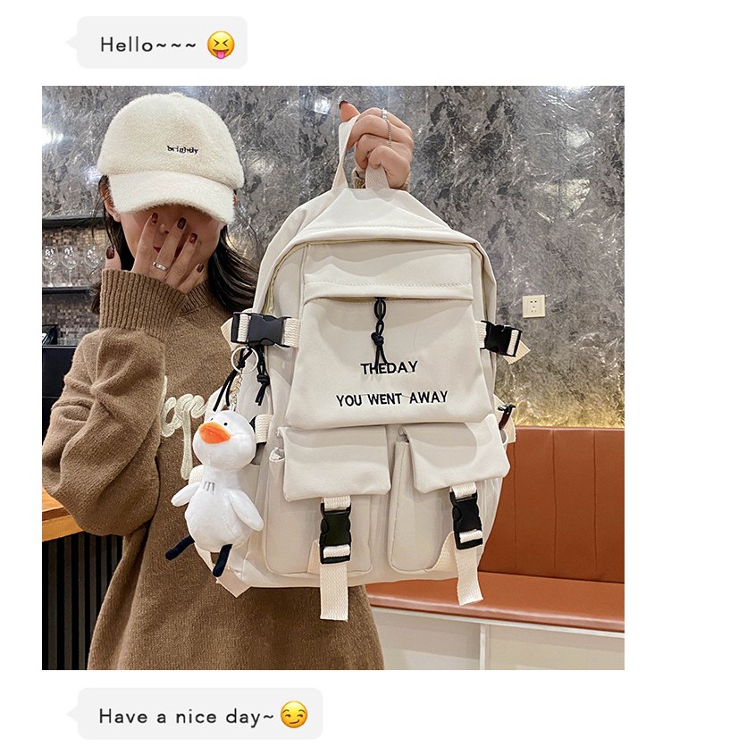 Balo nam balo nữ cute chống nước Balo ulzzang CHỮ THE DAY BLHS4 tặng kèm gấu mini và ghim cài ba lô Balo đi học nữ thời trang hải hà shop