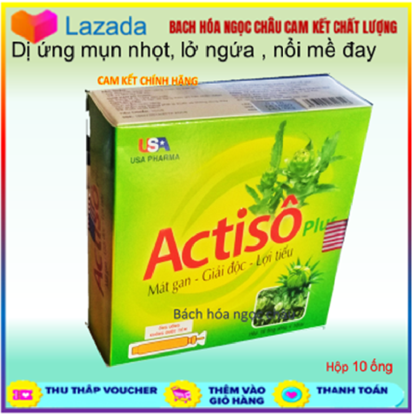 Siro Actiso Plus nhuận gan, lợi mật, thông tiểu, giải độc bách hóa ngọc châu – hộp 10oong uống* 10ml