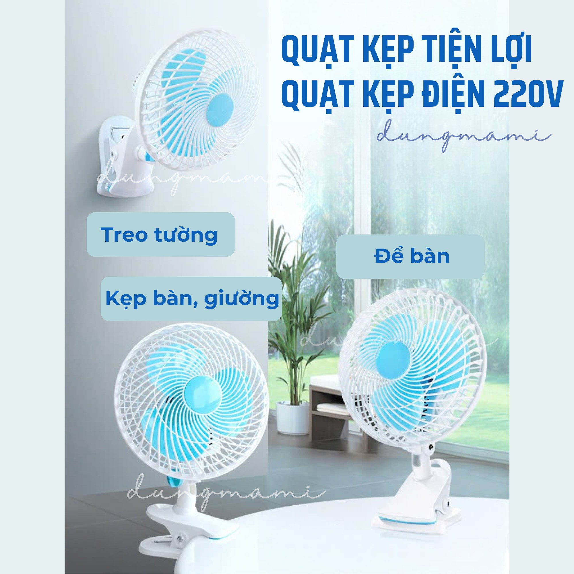 [Bảo hành 6 tháng] Quạt kẹp điện 220v công suất 25W 2 mức gió siêu mát, có tuốc năng xoay đầu, lắc cổ trái phải/cố định, thiết kế dạng kẹp tiện lợi, kẹp nôi, cũi em bé, kẹp giường ký túc xá, kẹp bàn trang điểm hoặc để bàn học, bàn làm việc, treo tường