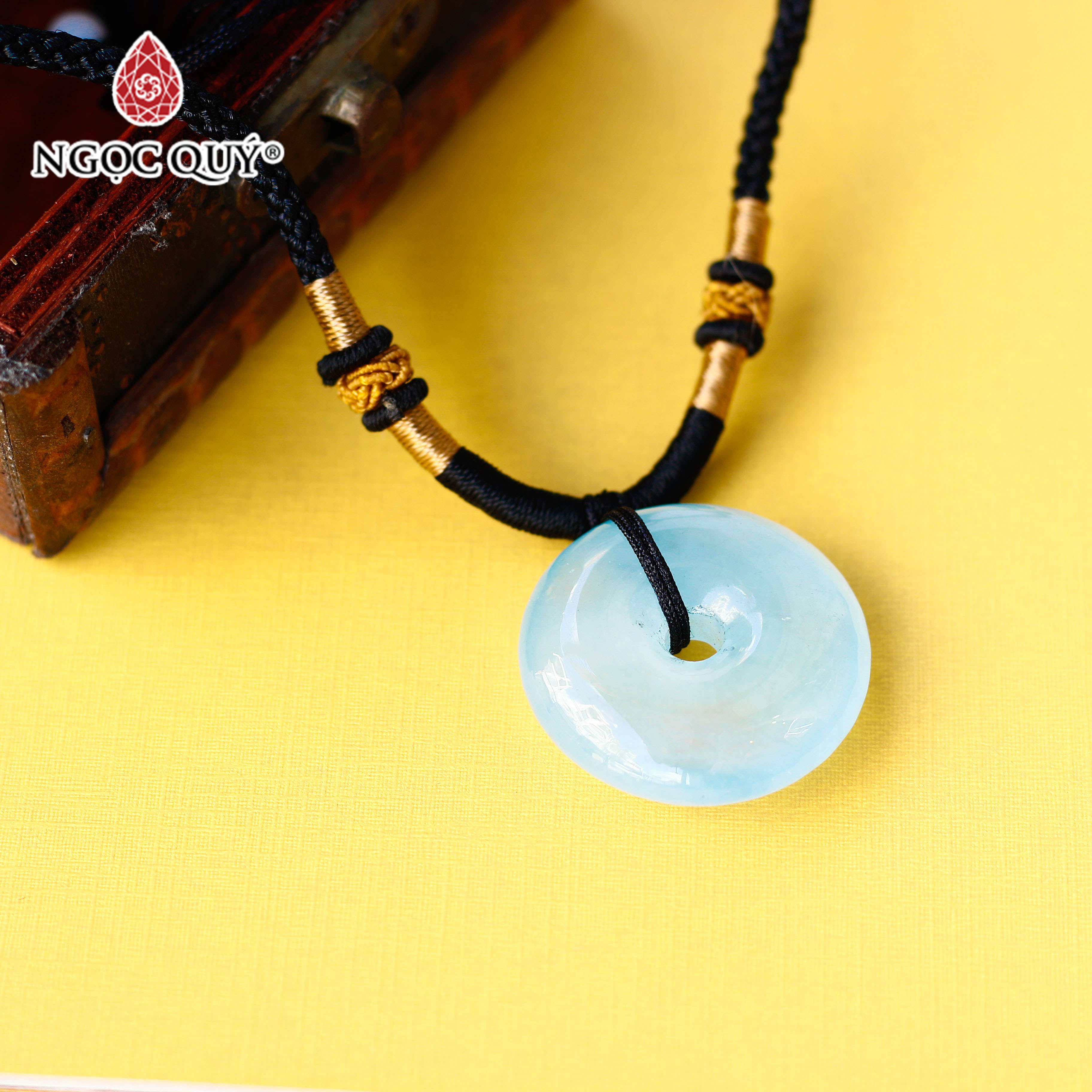 Mặt dây chuyền đồng điếu đá Aquamarine - Ngọc Quý Gemstones