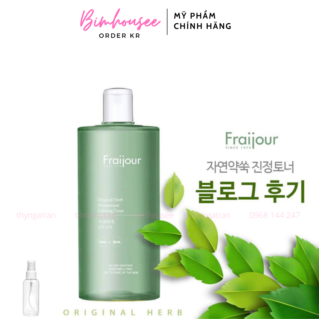 500ml Toner thảo dược Fraijour Original Herb Wormwood Calming Toner, tẩy tế bào chết, làm sạch lỗ chân lông từ sâu bên trong, đánh bay mụn đầu đen