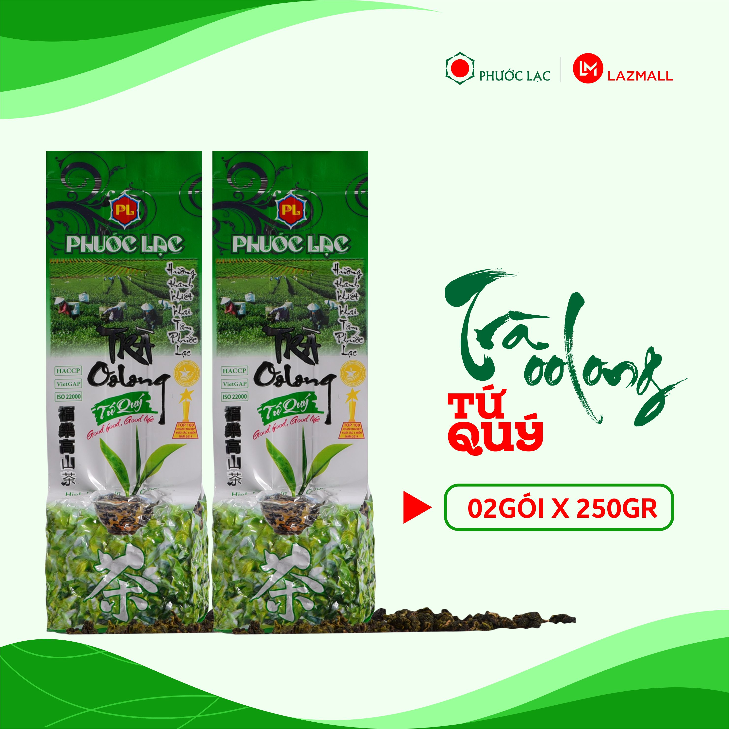 02 Túi Trà Oolong Tứ Quý cao cấp , Hương thanh khiết, Túi chân không, tiện dụng - Trà Oolong Phước Lạc