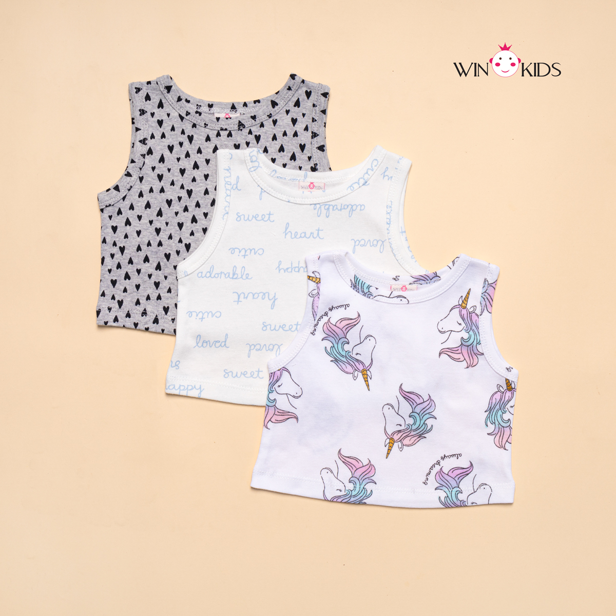Áo croptop sát nách bé gái ba lỗ ôm body thun cotton 10-40kg Thời trang trẻ em WINKIDS