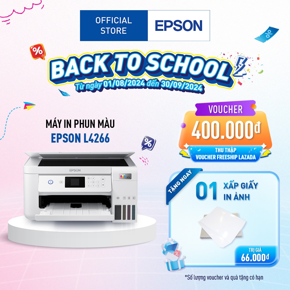 Máy in phun màu Epson EcoTank L4266, in 2 mặt đa chức năng