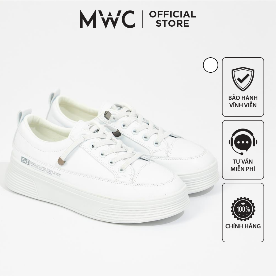 Giày thể thao nữ mwc 0750 - giày thể thao nữ màu trắng đế cao basic, sneaker êm chân đế độn 4cm hot trend