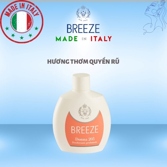 Dung dịch khử mùi cơ thể nữ hương nước hoa Breeze Squeeze Donna 205 100ml