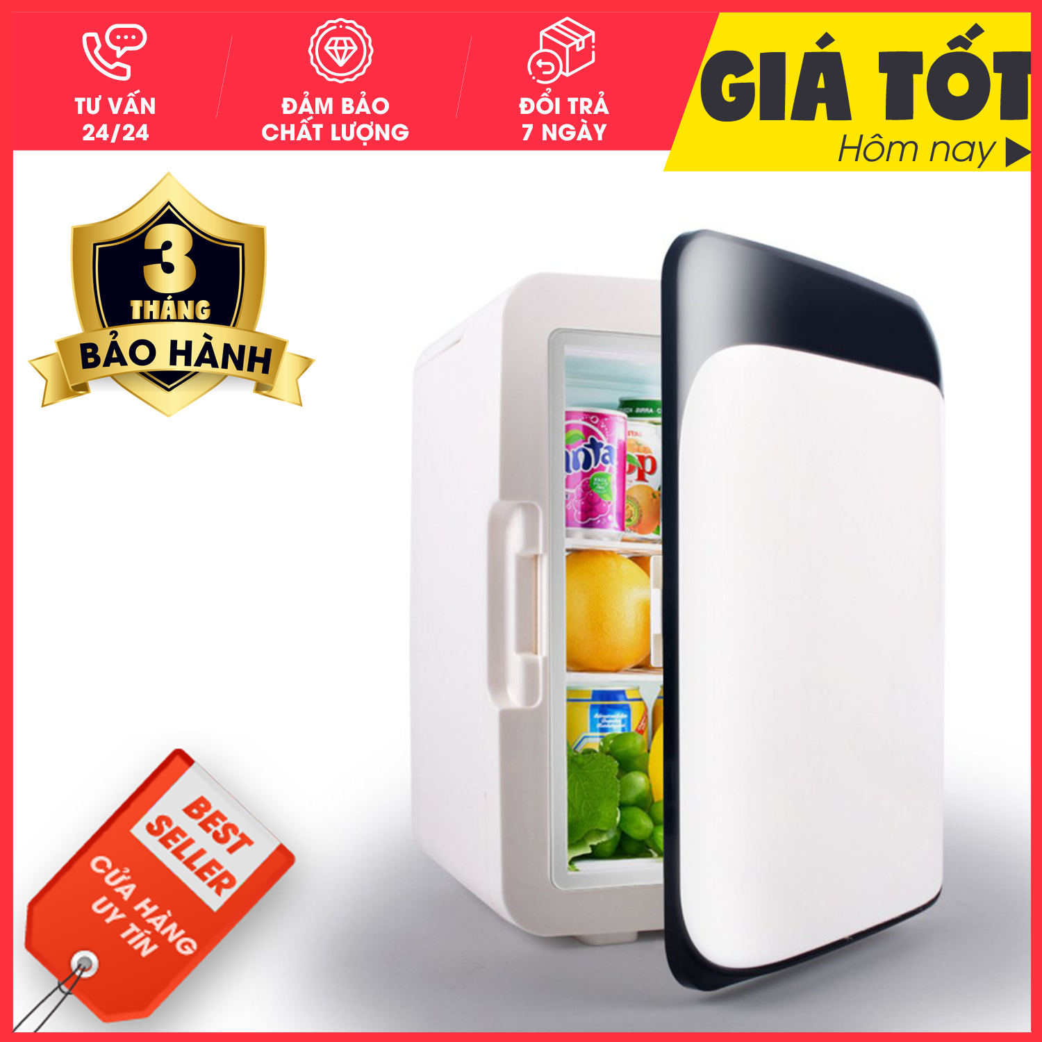 Tủ lạnh mini, 2 chế độ nóng lạnh 10 lít Giá Tốt-TL10L,Tủ lạnh, tủ mát mini dùng cả trong nhà, trên oto, xe hơi (10 Lít, hai chiều nóng lạnh) Cao cấp