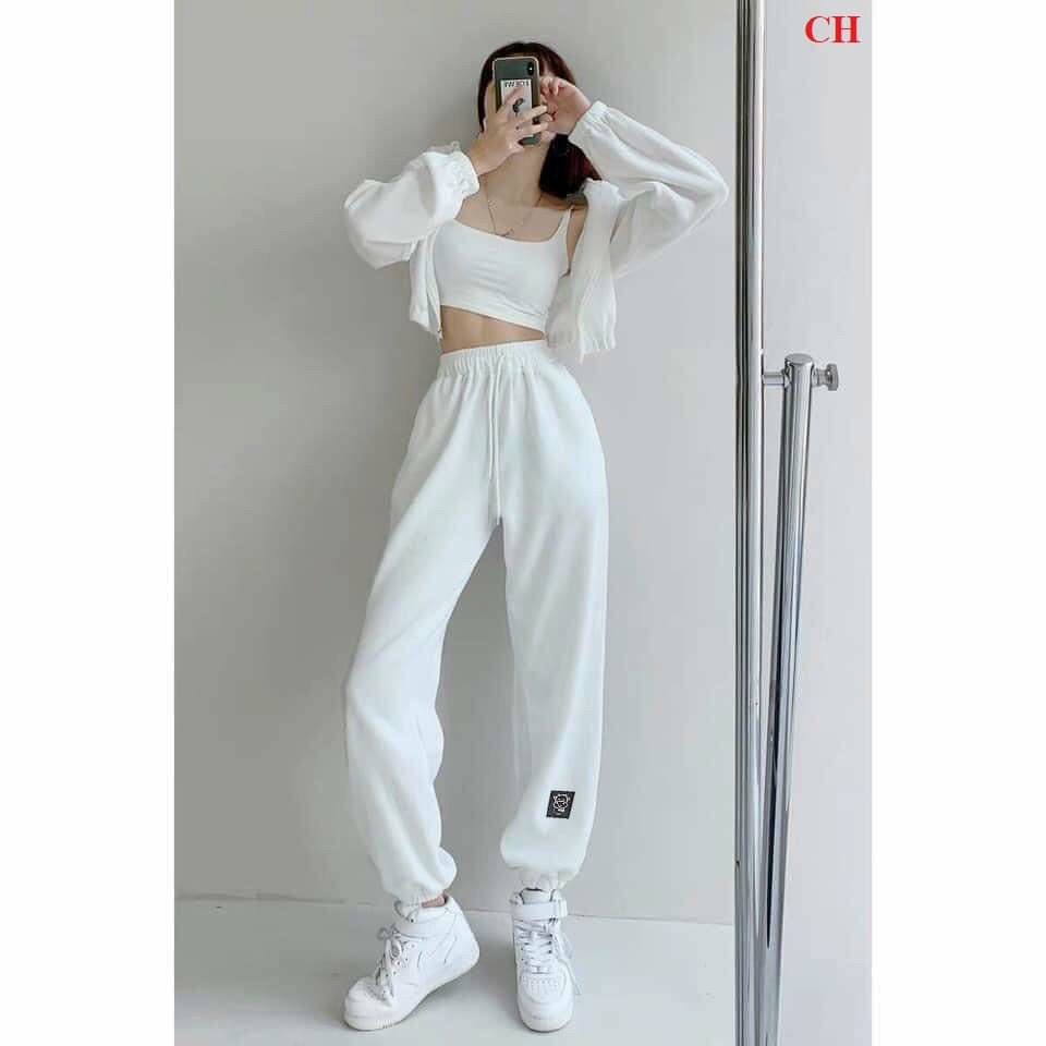 [GIÁ SỐC ] Quần Boom Tăm Logo Icon Bò 🌸 Jogger thun nỉ mỏng, bo ống năng động cá tính Ulzzang
