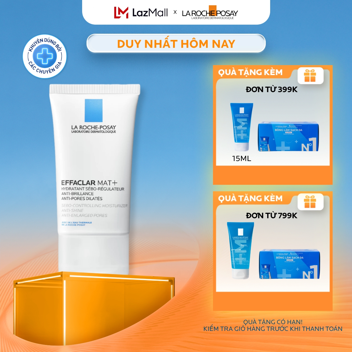 Kem dưỡng cho da dầu giúp kiềm dầu và cải thiện lỗ chân lông Effaclar Mat+ 40ml