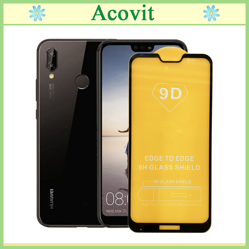 " Kính cường lực 9D  Huawei Nova 3e  " _ FULL Màn Hình _ Độ Cứng 9H _ Anh thật Sản Phẩm _ ( Tặng kèm bộ giấy lau Màn hình) Acovit"
