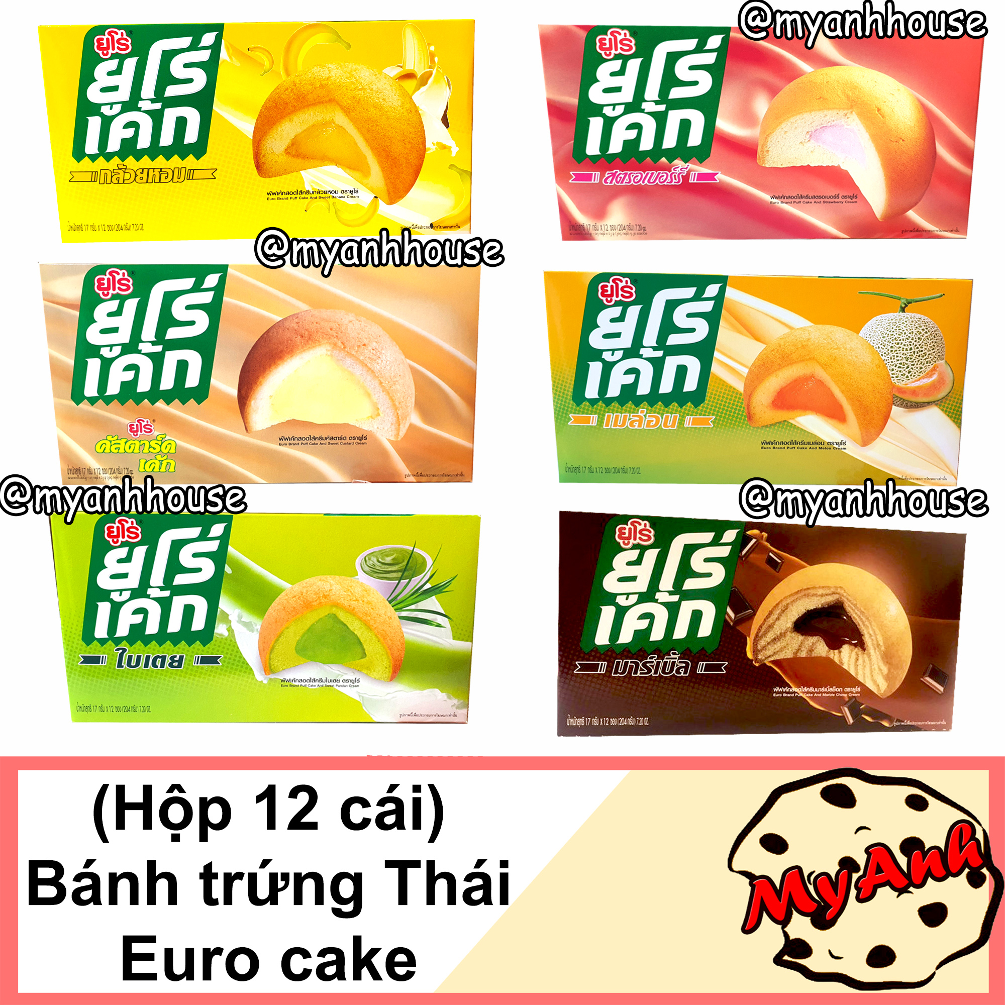 (VỊ LÁ DỨA) BÁNH TRỨNG THÁI EURO CAKE DATE T8/2021