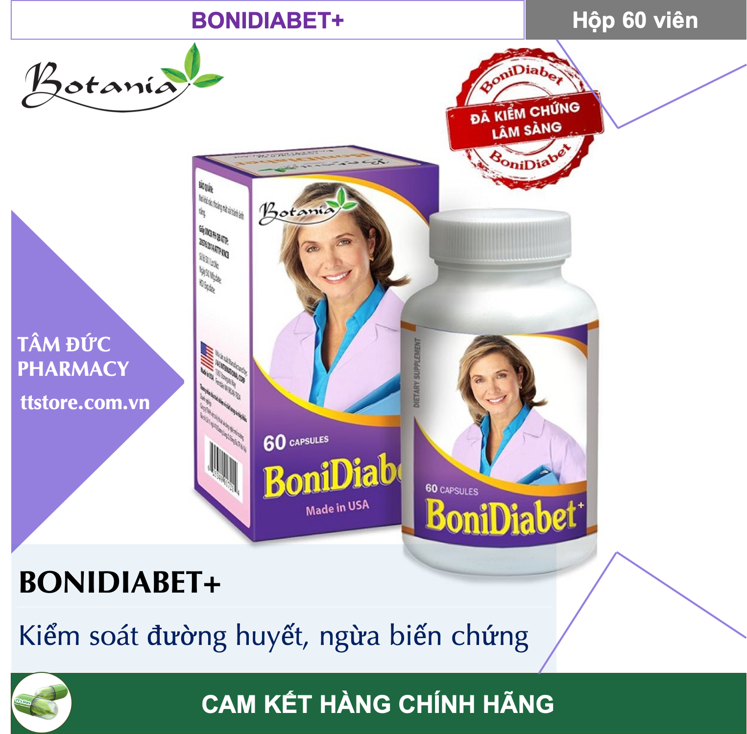 [HCM]BONIDIABET + [Hộp 60 viên] - Ổn định đường huyết Ngăn ngừa biến chứng bệnh tiểu đường [boni diabet]