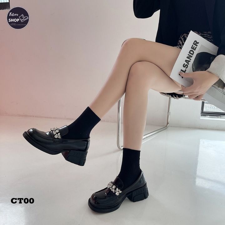 Giày lolita búp bê nữ đế cao đính đá - ct00