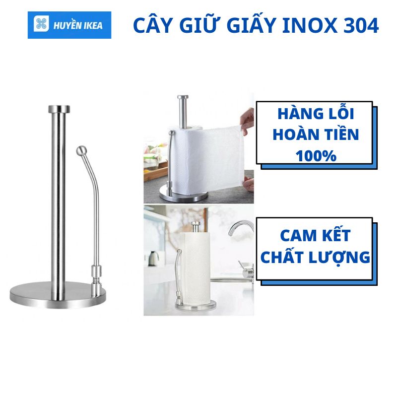 Cây giữ cuộn giấy bếp inox 304 đầm chắc nặng kéo giấy bằng 1 tay không cần giữ
