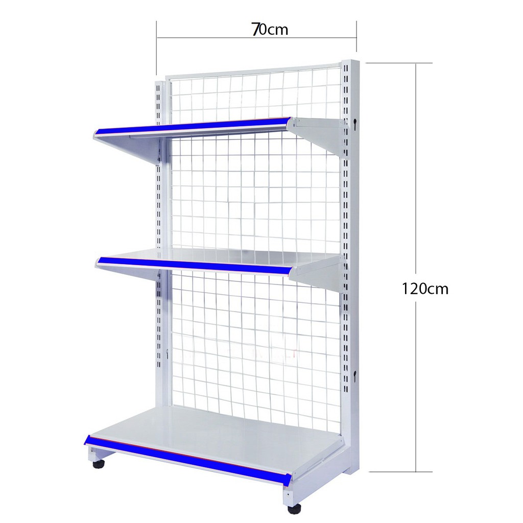 Kệ siêu thị đơn dài 70cm x rộng 40cm x 120cm x 3 tầng - bộ độc lập