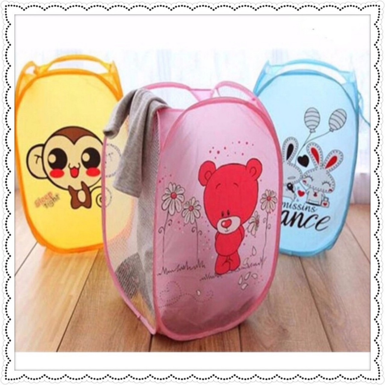 Giỏ lưới đựng đồ đa năng gấp gọn, Đựng đồ dùng, đồ chơi cho bé