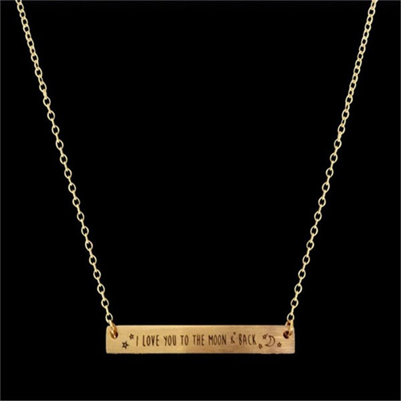 [In stock] Vòng Cổ Chữ Mẫu Mới Âu Mỹ I love you to the moon and back Vòng Cổ Chữ Cái Dài