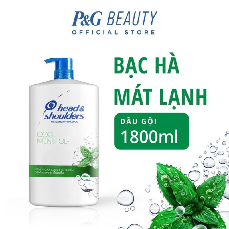 Dầu gội head&shoulders mát lạnh bạc hà chai 1800ml.