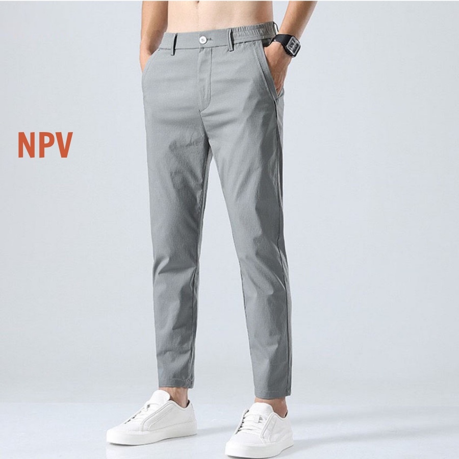 【sẵn sàng】 Quần đũi dài nam cạp chun - quần tây nam NPV dáng xuông trẻ trung chất đũi thoáng khí