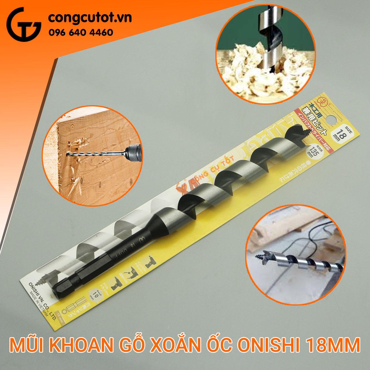 Mũi khoan gỗ xoắn ốc onishi dài rãnh 135mm