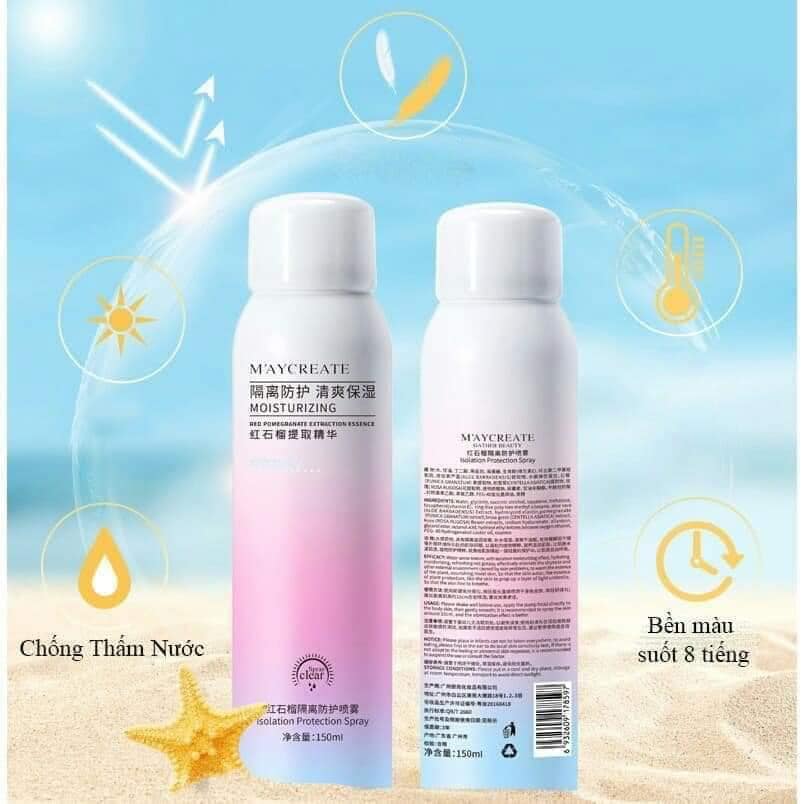 Xịt chống nắng Maycreat 150ml hàng chuẩn nội địa