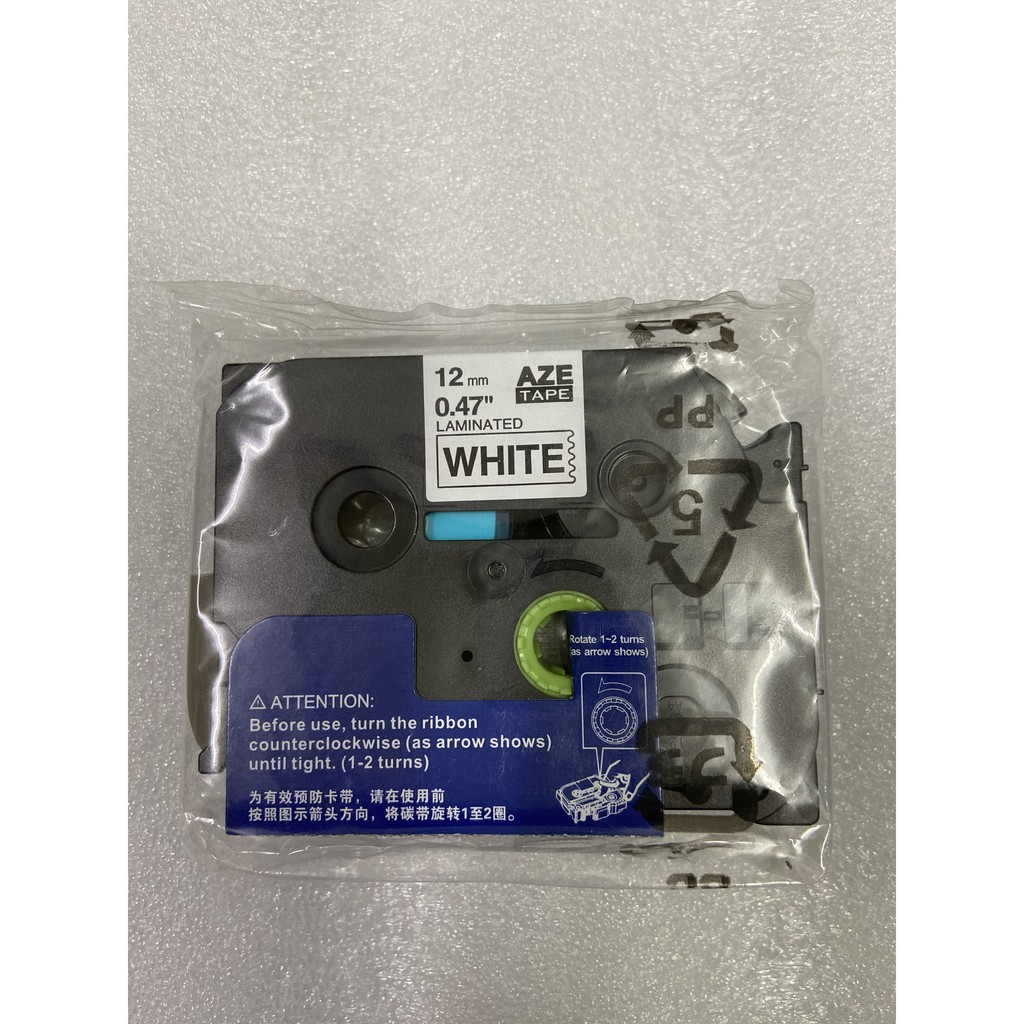 Băng in nhãn trắng/đen 12mm aze tape cho brother ptouch pt-e100 pt-d210 pt-e300 pt-d450 pt-p700 pt-18rz pt