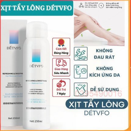 Kem tẩy lông tay lông chân lông nách dạng chai xịt bọt dung tích 150ml lành tính không gây đau rát, Nhanh gọn, tiện lợi